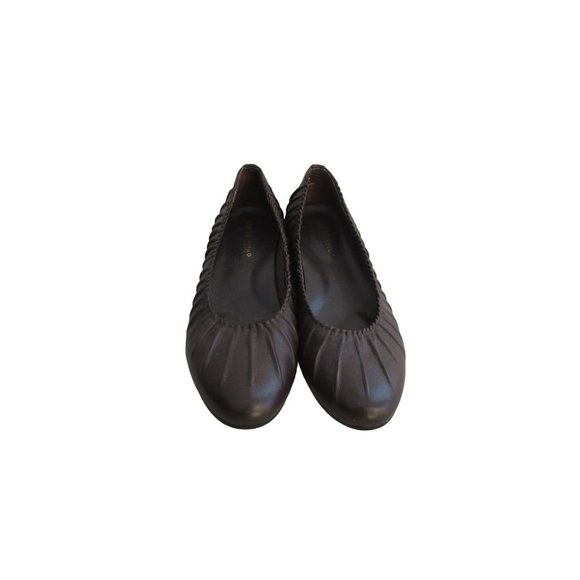 *David Tate Brown Leather Flats Pleated Slip-ons Signature Padded Insoles - Picture 3 of 8